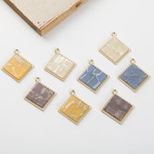 SEA MEW 20 PCS 36mm*32mm Fashion Alloy Gold Square Acetic Acid Pendant Connectors Charm For Earring Accessories Jewelry Making 2024 - buy cheap