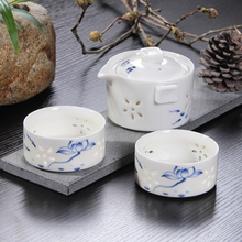 High quality Ceramics Hollow tea set Include 1 Pot 2 Cup, Beautiful and easy teapot kettle mug,kung fu teaset elegant gaiwan 2024 - buy cheap