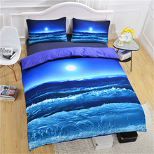 Moon and Ocean Duvet Cover Set Bed Spread 3D Print Bedlinen Soft Blue Bedding Set Twin Full Queen Size Comfortet bedding sets 2024 - buy cheap
