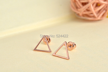 Shuangshuo-pendientes de tuerca con diseño de triángulo hueco para mujer, aretes pequeños de triángulo Vintage, 2017 2024 - compra barato