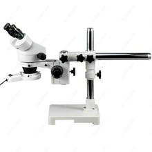 Estéreo Microscópio Boom -- AmScope Suprimentos 7X-45X Stereo Zoom Microscópio Boom + Anel de Luz 2024 - compre barato