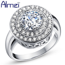 Almei Vintage Crystal Large Ring for Women Wedding Fashion White Stone Anillos Mujer Female Ring Women's Jewelry My orders J602 2024 - buy cheap