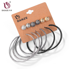 DANZE 6 pares/set Estilo Punk Metal Stud Bola Brincos Set Mulheres Sexy Preto Branco Cobre Grande Círculo Brinco Brincos Aros pusety 2024 - compre barato