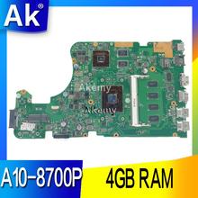 AK with A10-8700P 4GB RAM X555DG Laptop motherboard For Asus  X555Y X555YI X555D X555DG Test original mainboard 2024 - buy cheap