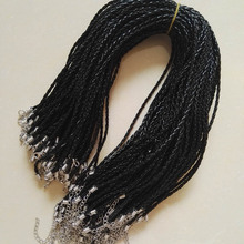 Interweave Leather rope 3mm 100pc black cord necklace rope pendant 45+5cmFashion jewelry accessories Free shipping wholesale 2024 - buy cheap