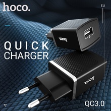 hoco wall charger usb a port eu plug quick charging adapter wall outlet for iphone samsung xiaomi ipad support for qc 3.0 2024 - buy cheap