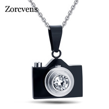 ZORCVENS 2022 New Camera Necklaces Pendants Hot Sale Black / silver color Blue Colors Lovely Stainless Steel Fashion Jewelry 2024 - buy cheap