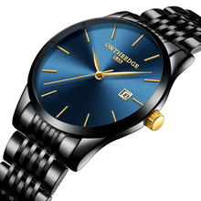 Ontheedge relógio de pulso masculino ultrafino, de luxo quartzo aço inoxidável à prova d'água com calendário, relógio masculino original 2024 - compre barato
