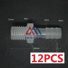 12 peças 8mm-m12 conector reto de plástico, conector farpado com material de rosca para aquário de companhia aérea de tanque pp 2024 - compre barato