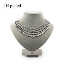 JHplated-collares de color plateado para hombre y mujer, joyería africana de 3, 4, 5, 6mm de ancho, 45, 50cm, regalo de cumpleaños 2024 - compra barato
