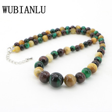 WUBIANLU Natural Stone 6-14mm Tiger Eyes Beads Necklace Neck Chokers Necklaces For Women Costume Jewelry Floating Charms Lot New 2024 - buy cheap