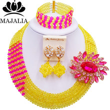 Majalia-conjunto de joyas de cuentas africanas para boda nigeriana, juego de collar de cristal, color amarillo y rosa, romántico, 5AS052 2024 - compra barato