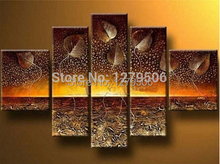 100% Handmade High Quality Wall Art Home Decoration Picture Oil Painting On Canvas 5 Piece/set Dancing Leaves 2024 - buy cheap