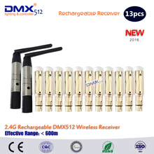 Receptor inalámbrico DMX512 DMX DFI 2,4G, 11 receptores con batería integrada y 2 transmisores de Control de iluminación de escenario, 13 Uds., envío gratuito con DHL 2024 - compra barato