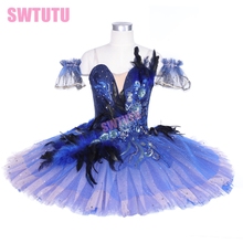 Tutú de ballet clásico para niñas y mujeres, traje profesional de ballet, azul marino, Lago de los Cisne, BT9240 2024 - compra barato