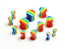 JEWEL rasta design ear plug flesh tunnel acrylic saddle ear gauges mix size lots wholesale body piercing jewelry free shipping 2024 - buy cheap