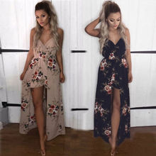 Women's Summer Boho Chiffon Party Evening Beach Dresses Long Maxi Dress Sleevelss Sundress V-neck 2024 - buy cheap