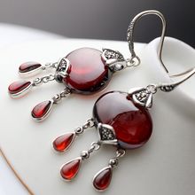 MetJakt Vintage Natural Garnet /agate Earrings Solid 925 Sterling Silver Drop Earrings for Women's Wedding Party Fine Jewelry 2024 - buy cheap