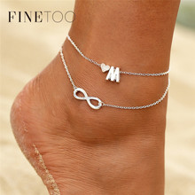 Boho Multi Layers DIY Name Initial Letter Anklets For Women Silver Color Heart Infinity Ankle Bracelet Beach Foot Jewelry 2024 - buy cheap