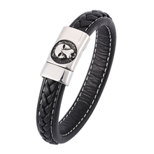 Pulseiras de couro trançado masculino na moda pulseiras de aço inoxidável animal encantos fivela magnética pulseiras bb0360 2024 - compre barato