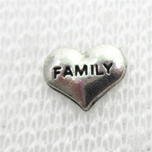 Colgantes de plata con forma de corazón para Familia, amuletos flotantes con recuerdo de cristal vivo, 50 unids/lote 2024 - compra barato