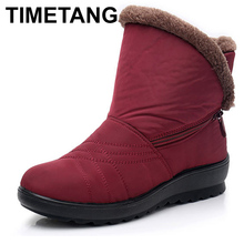 TIMETANG Ankle rubber waterproof womens boots side zip cotton solid designer female boot 2018 winter snow boots E239 2024 - buy cheap