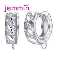 Anel de brinco de prata esterlina 925, anel de brinco geométrico com zircônia cúbica transparente, joias de casamento femininas 2024 - compre barato