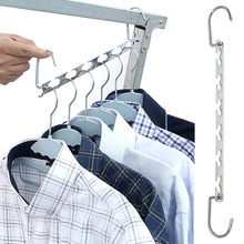 1Pcs 37cm Multifunction Metal Hangers with Hook Magic 6 Hole Clothes Closet Organizer Iron Clothes Drying Rack Space Saving 2024 - buy cheap