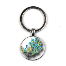 Hot, Peacock Open Cute Keychain Peacock Feather Keychain Small Gift Bag Charm Keyring Convex Glass Key Chain 2024 - buy cheap