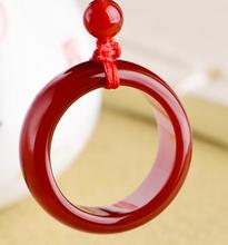 Collection Chinese Beautiful Natural Red Jade Hand-carved Lucky Buckle Jadeite Pendant Necklace Luck Gift 2024 - buy cheap