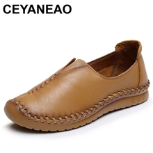 CEYANEAO 2019Women Flats Pure Handmade Ladies Shoes Fashion Genuine Leather Soft Loafers Solid Women Casual Flat ShoesE1493 2024 - buy cheap