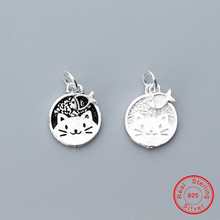 UQBing-dijes de gatito y pez, moneda redonda 100% Plata de Ley 925, fabricación de colgantes, collares, pulsera, accesorios de joyería DIY 2024 - compra barato