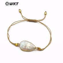 WT-B447 WKT Classic Bohemian Natural Freshwater Pearl Bracelet Women's Lace Bracelet Handmade Braided Adjustable Bracelet 2024 - buy cheap