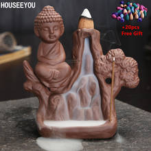 Buddha Incense Burner Home Decor Creative Smoke Backflow Incense Burner Waterfall Monk Censer Stick Incense Holder+ 20pcs Cones 2024 - buy cheap