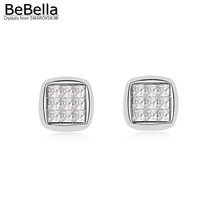 BeBella-pendientes cuadrados de cristal con cierre de tuerca, hechos con cristales de Swarovski, para mujeres 2024 - compra barato