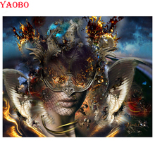 Круглая смола, квадратная дрель 5D DIY Алмазная картина маска для Хэллоуина Женская Вышивка крестиком Мозаика Украшение на стену 2024 - купить недорого