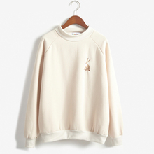 Women Harajuku Spring Rabbit Embroidery Small Turtleneck Pullover Fleece Sweatshirt Thickening Female Kawaii Korean Svitshot 2024 - buy cheap