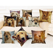 Xunyu capa de travesseiro divertida para pets, golden retriever, cão, fronha de linho, decoração da casa, sofá, capa de almofada, lance, 45x45cm a00101 2024 - compre barato