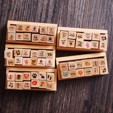 XINAHER-Mini caja de madera para diario, conjunto de sellos de goma con caja de regalo, manualidades, calcomanías hechas a mano, álbum de recortes, 12 unids/set 2024 - compra barato