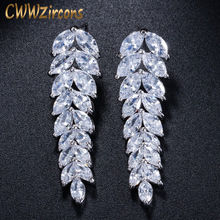 CWWZircons Fashion 2020 Summer Style Pendientes Jewelry Long Dangling Leaf Austrian Crystal Drop Earrings for Women CZ019 2024 - buy cheap