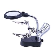 Welding Magnifying Glass with LED Light 3.5X-12X lens Auxiliary Clip Loupe Table Magnifier Third Hand Soldering Repair Tool 2024 - buy cheap