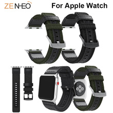 Watch Band For Apple Watch 42mm 38mm 44mm 40mm Series 4/3/2/1 Canvas Leather Bracelet Watchbands Leather Straps Wristband 2024 - buy cheap