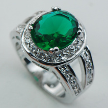 Simulated Emerald White Crystal Zircon 925 Sterling Silver  Ring Size 6 7 8 9 10 F1050 2024 - buy cheap