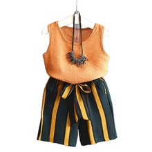 2019 Summer Beach Girls Clothing Sets Baby Toddler Kids Child Girl Clothes Striped Sleeveless Tank Tops+Shorts 2Piece Set JW4481 2024 - buy cheap