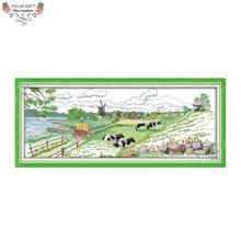 Joy Sunday Farm Home Decor F156 14CT 11CT Counted Stamped Pasture Scenery Needlepoints Embroidery Cross Stitch Kits 2024 - buy cheap