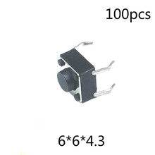 100pcs/lot 6*6*4.3 mm Interruptor 4 PIN Tactile Tact switch 12V Push Button Micro Switch Direct Plug-in Self-Reset Top DIP 2024 - buy cheap