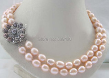 Collar de perlas de agua dulce, 17-18 ", 11-13mm, natural, rosa, barroco, arroz,> AAA, envío gratis 2024 - compra barato