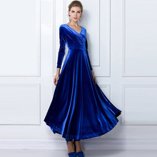 Vestido largo informal de terciopelo para mujer, prenda elegante de talla grande 3XL y manga larga para fiesta en Ucrania 2024 - compra barato