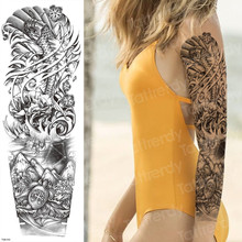 Большие Татуировки на руку водонепроницаемые временные татуировки наклейки кальмар Лотос мужчины полный цветок тату боди-арт тату девушка поддельные татуировки 2024 - купить недорого