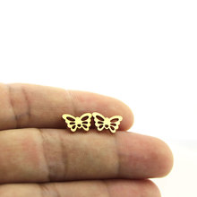1 par de brincos minúsculos de borboleta, brincos de aço inoxidável, chapeamento a vácuo, insetos dourados, joias para mulheres, crianças e meninas 2024 - compre barato